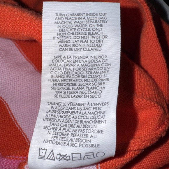 Cabi 6168 Womens Cadet Pullover Sweater Sz L Pink Orange Stripe Cotton Preppy - Picture 5 of 6